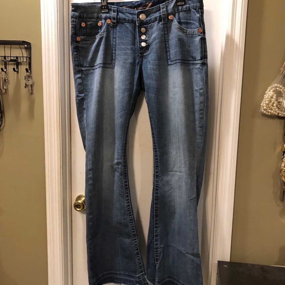 Vintage style flare faded jeans